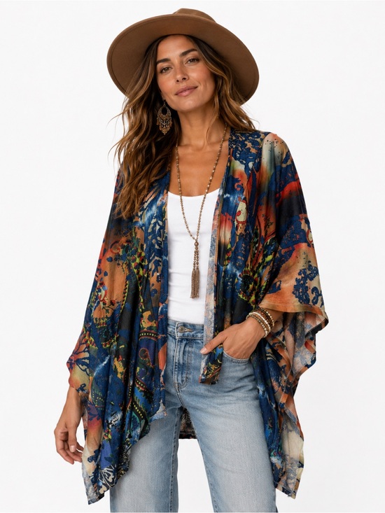 Soft Surroundings Sweaters - Soft Surroundings Kimono Cardigan Floral Duster Boho Lagenlook Lightweight OS